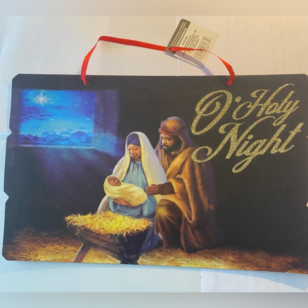 "O Holy Night" African American Wall Hanging Holiday Christmas Decor NWT